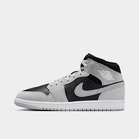 Jordan 1 Mid Gris Fumé Clair / Blanc - Noir
