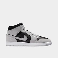 Jordan 1 Mid Gris Fumé Clair / Blanc - Noir