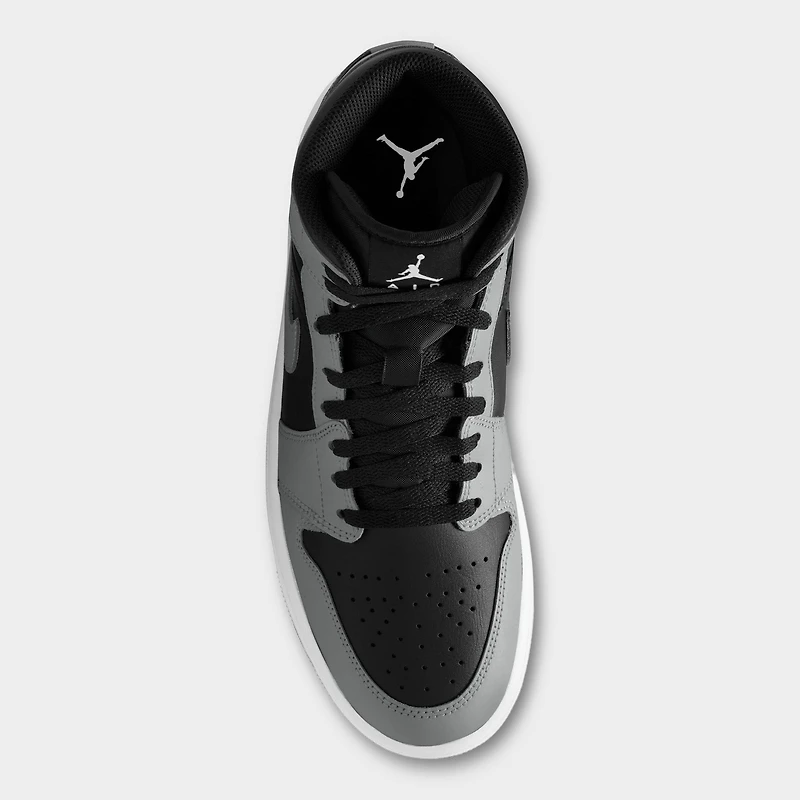 Jordan 1 Mid Gris Fumé Clair / Blanc - Noir