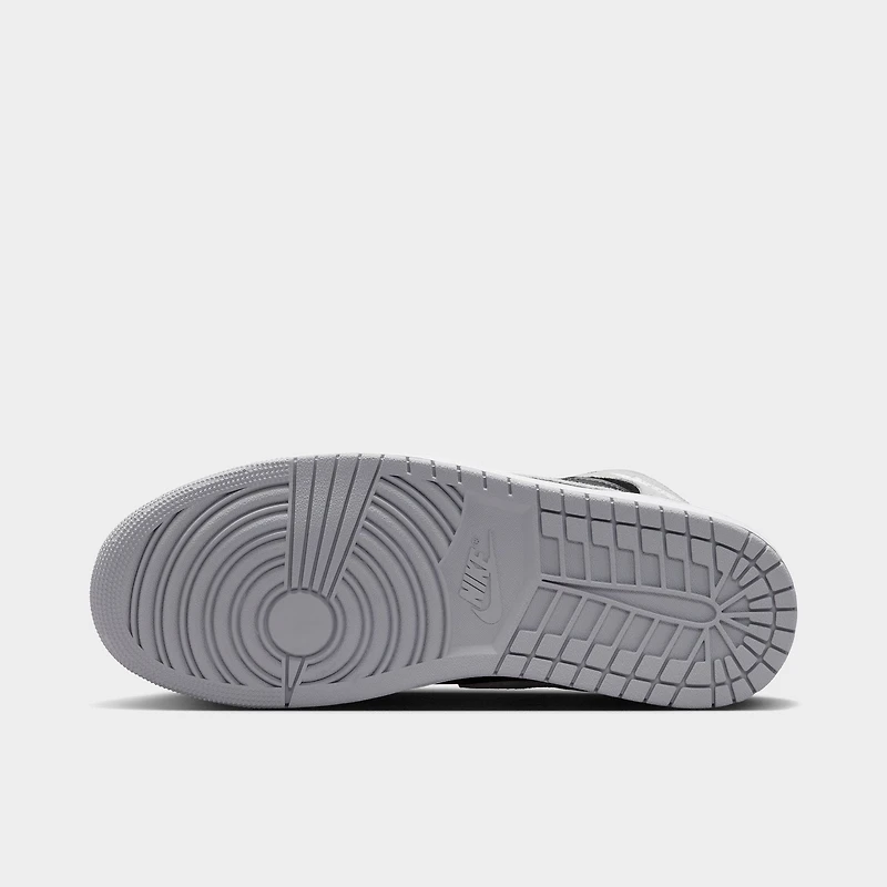 Jordan 1 Mid Gris Fumé Clair / Blanc - Noir