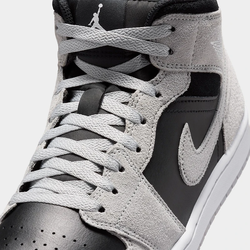 Jordan 1 Mid Gris Fumé Clair / Blanc - Noir