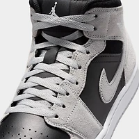 Jordan 1 Mid Gris Fumé Clair / Blanc - Noir