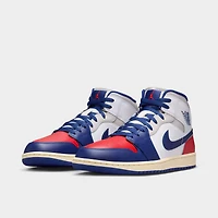 Jordan 1 Mid White / Deep Royal Blue - University Red