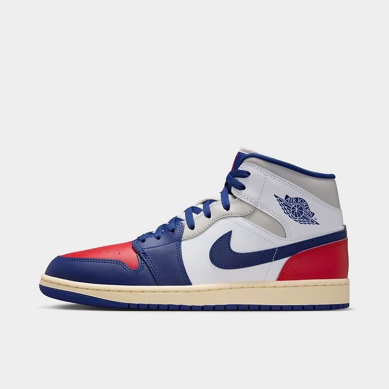 Jordan 1 Mid White / Deep Royal Blue - University Red