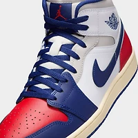 Jordan 1 Mid Blanc / Bleu royal profond - Rouge universitaire