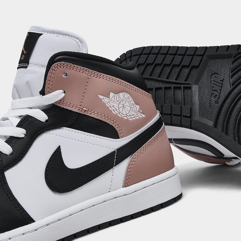 Jordan 1 Mid Blanc / Noir - Rose rouille