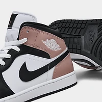 Jordan 1 Mid Blanc / Noir - Rose rouille