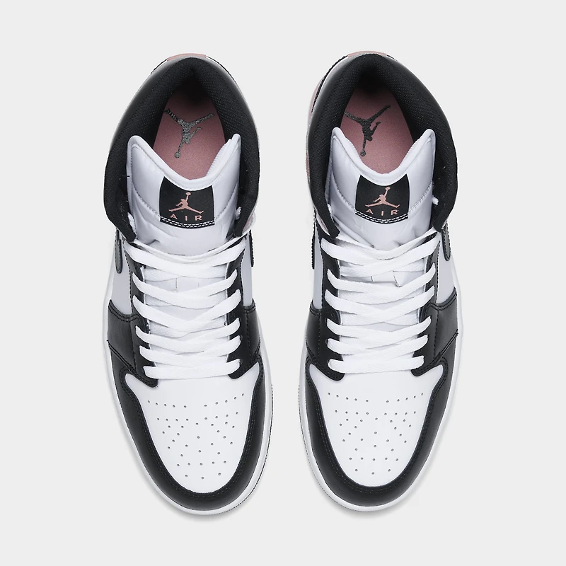 Jordan 1 Mid Blanc / Noir - Rose rouille