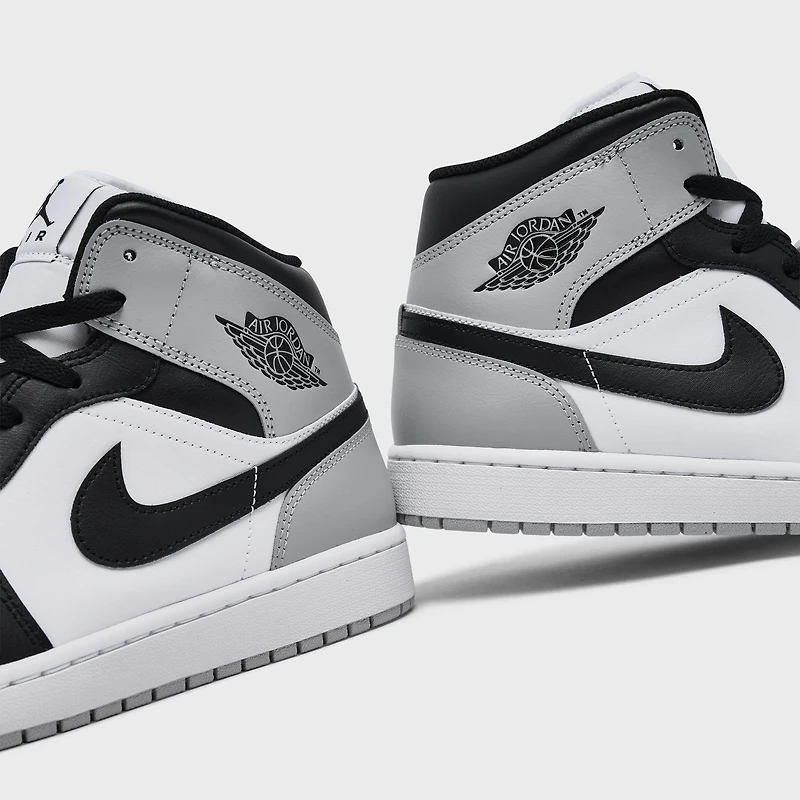 Jordan 1 Mid White / Black - Light Smoke Grey
