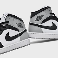 Jordan 1 Mid White / Black - Light Smoke Grey