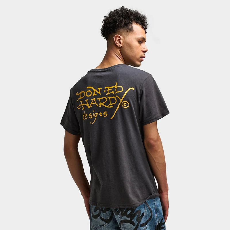 Ed Hardy Ace Skull Graphic T-shirt / Charcoal