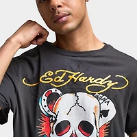 Ed Hardy Ace Skull Graphic T-shirt / Charcoal