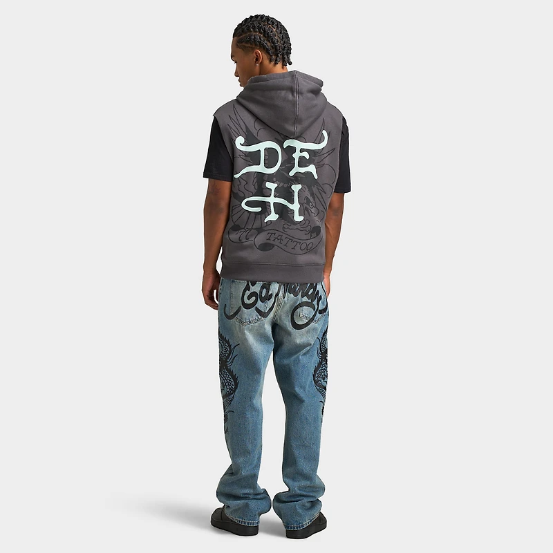 Ed Hardy DG Skull Sleeveles Hoodie / Charcoal