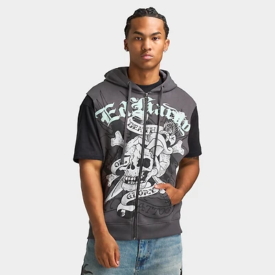 Ed Hardy DG Skull Sleeveless Hoodie / Charcoal