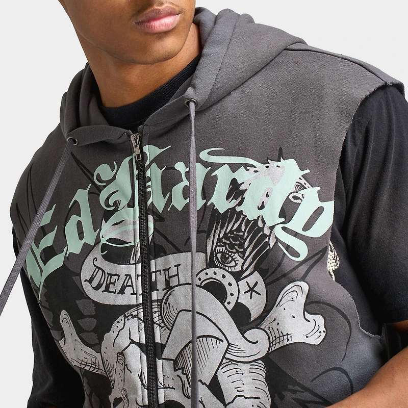 Ed Hardy DG Skull Sleeveles Hoodie / Charcoal