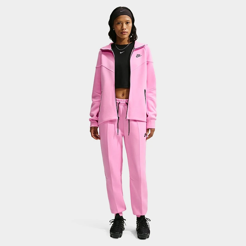 Nike Women's Tech Fleece Full Zip Windrunner Hoodie Pink Rise / Black