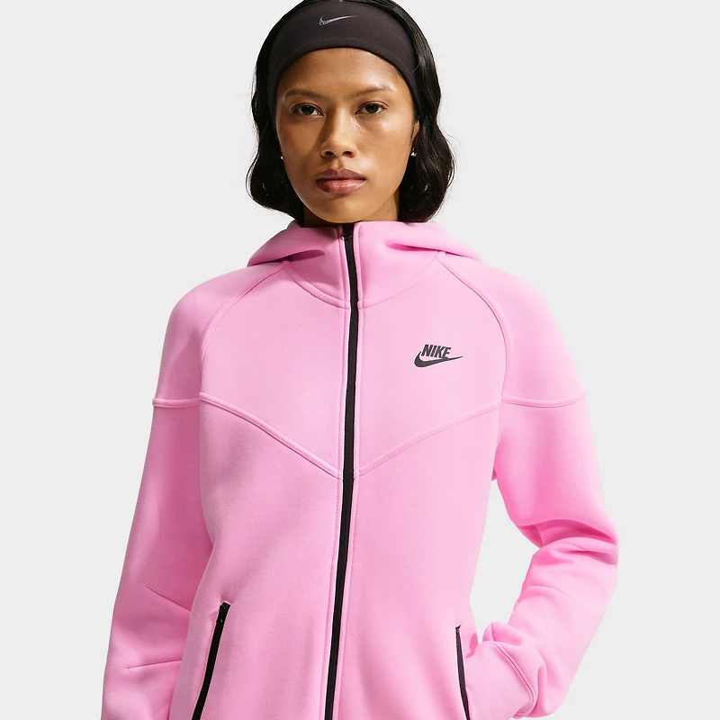 Nike Women's Tech Fleece Full Zip Windrunner Hoodie Pink Rise / Black