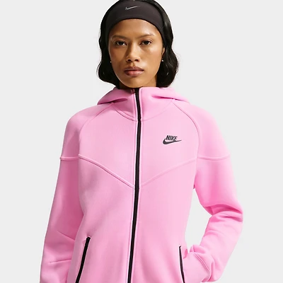 Nike Women's Tech Fleece Full Zip Windrunner Hoodie Pink Rise / Black