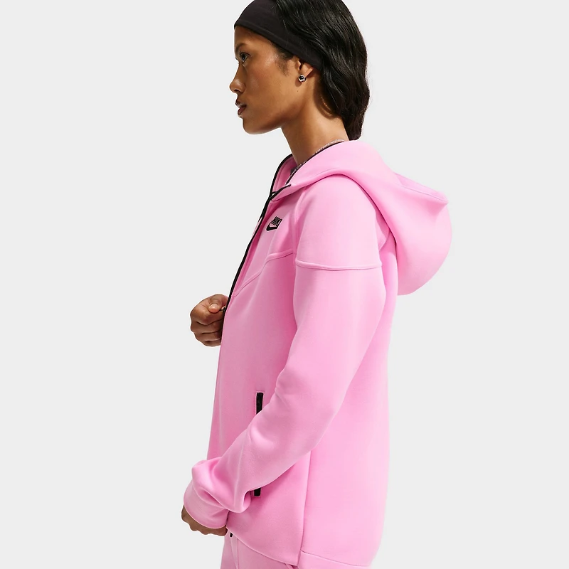 Nike Women's Tech Fleece Full Zip Windrunner Hoodie Pink Rise / Black