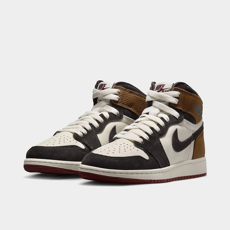 Jordan 1 Retro High OG GS Marron Ombre / Rouge Équipe - Fauve Clair Britannique