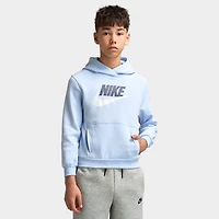 Nike Junior Chandail à capuchon en molleton Sportswear Bleu hydrogène / Blanc