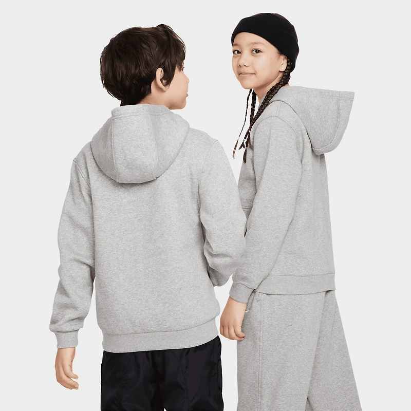 Chandail à capuchon polaire de Nike Sportswear pour les juniors Club Gris foncé chiné / Blanc