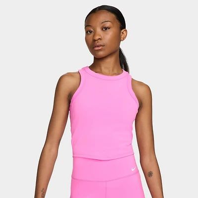 Nike One Fitted Women's Dri-FIT Cropped Tank Top Playful Pink / Black