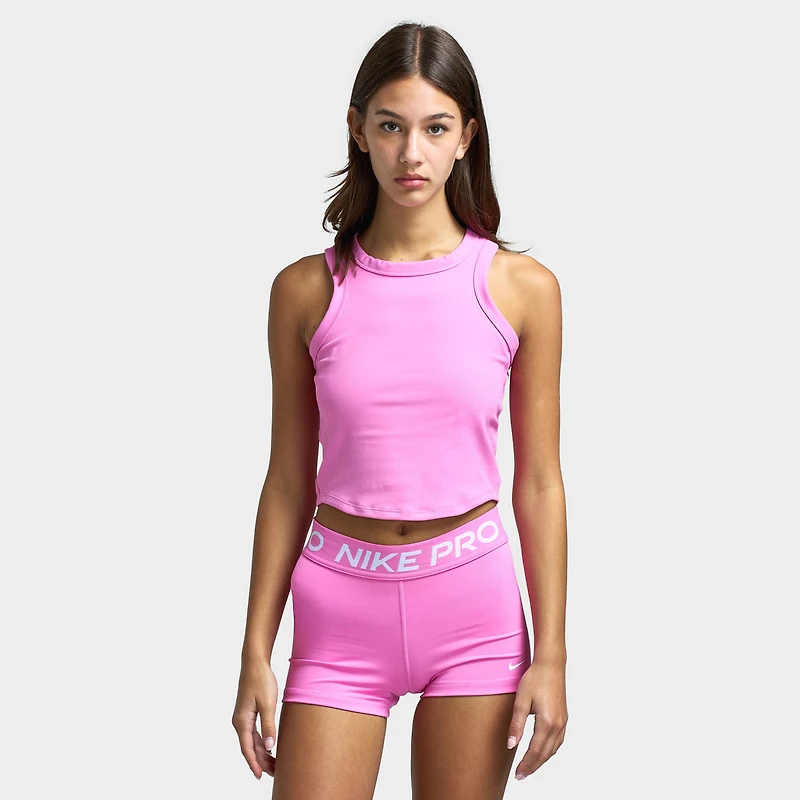 Nike One Fitted Women's Dri-FIT Cropped Tank Top Playful Pink / Black