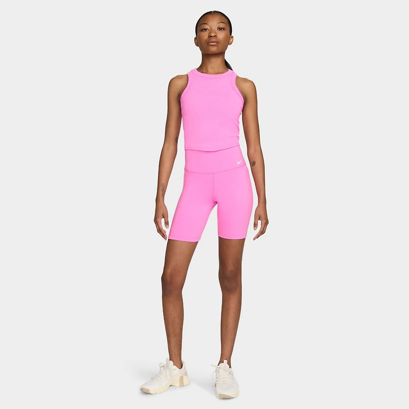 Nike One Fitted Women's Dri-FIT Cropped Tank Top Playful Pink / Black