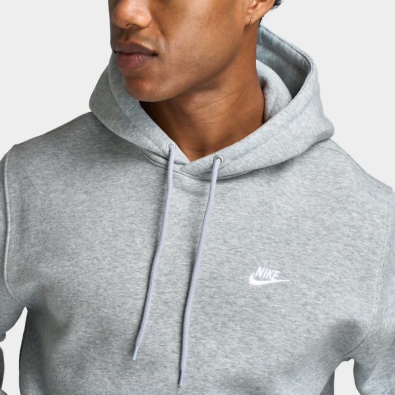 Nike Club Fleece Pullover Hoodie Dark Grey Heather / Light Smoke - White