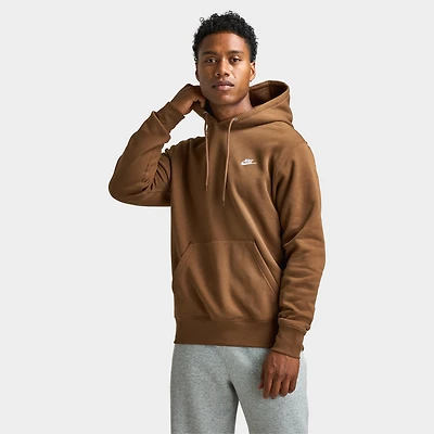 Nike Club Fleece Pullover Hoodie Mosswood Brown / White