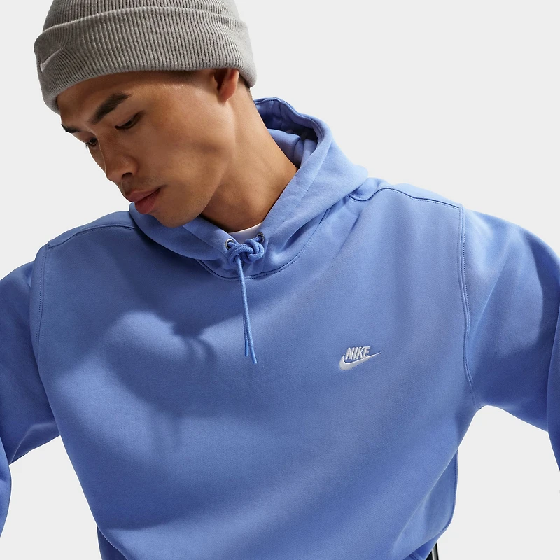 Nike Club Hommes Chandail à Capuchon Polaire Bleu Royal / Blanc