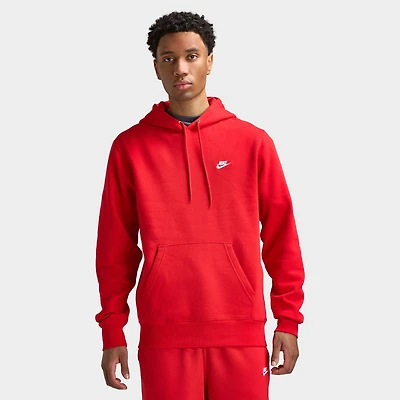 Nike Club Hommes Chandail à Capuchon Polaire Rouge Gym / Noir