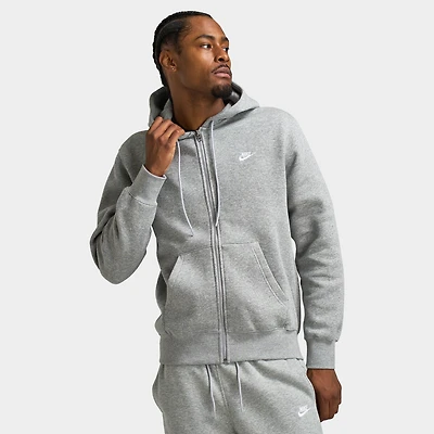 Nike Club entièrement zippé chandail à capuche en polaire / Gris chiné