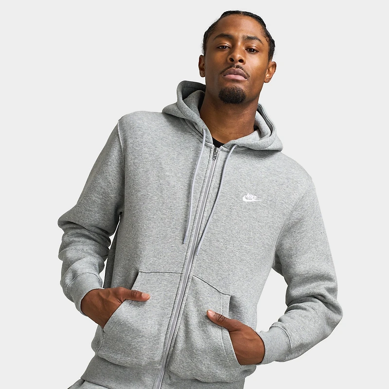 Nike Club entièrement zippé chandail à capuche en polaire / Gris chiné