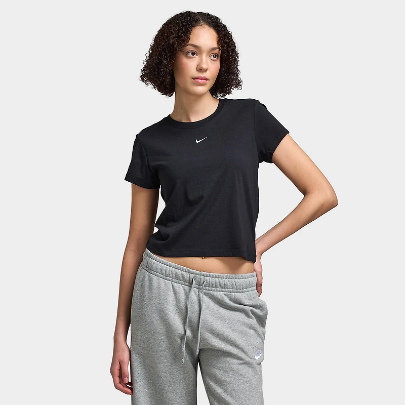 Nike Sportswear Women's Chill Knit Cropped T-Shirt Black / White