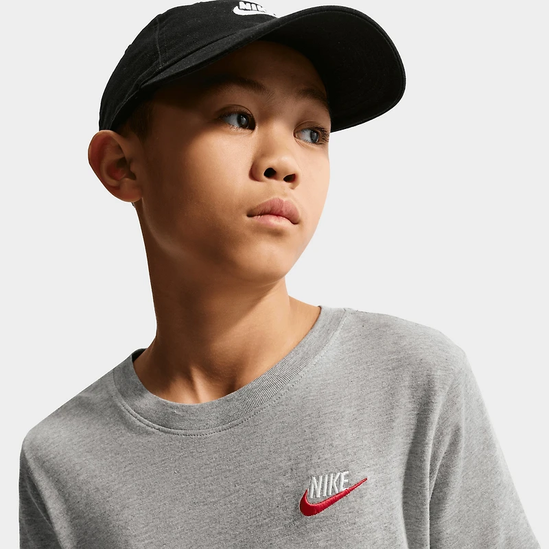 Nike Sportswear Juniors' Futura Tee Grey Heather / White - Red
