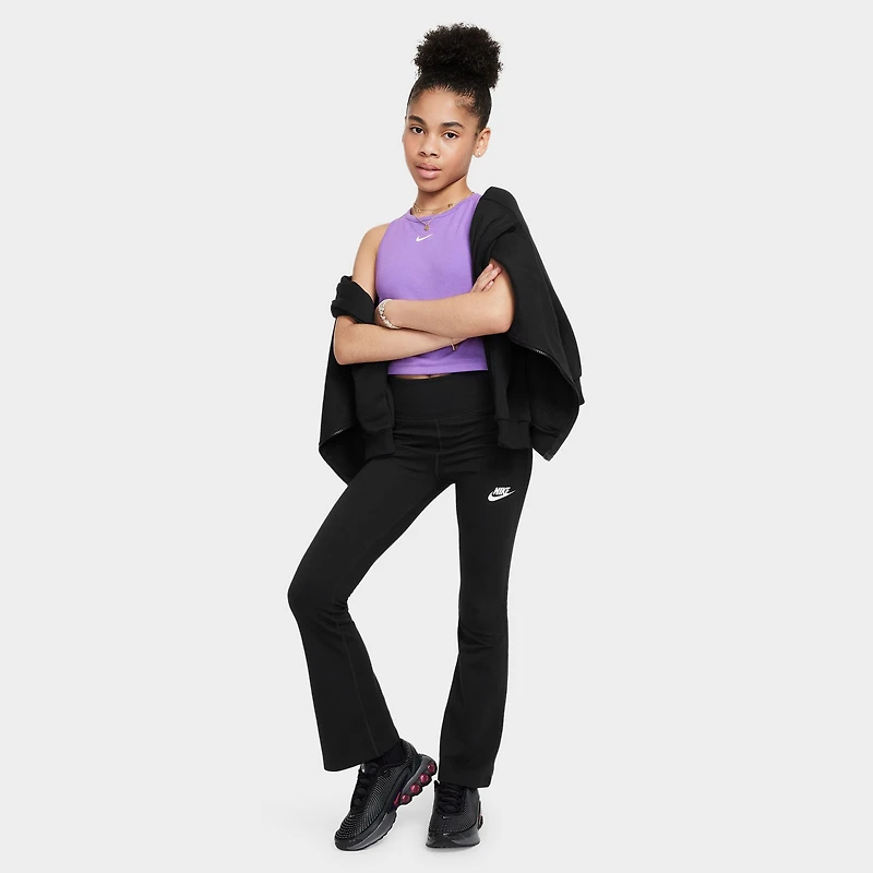 Nike Sportswear Juniors' Classic High-Waisted Flared Leggings Black / White