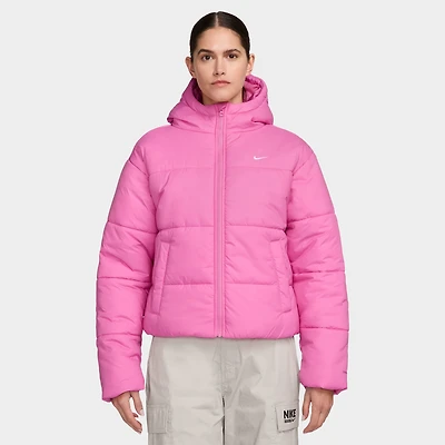 Nike Women's Sportswear Classic Puffer Therma-FIT Loose Hooded Jacket Playful Pink / White
