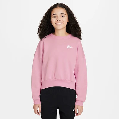 Nike Sportswear Junior Girls' Club FLeece Boxy Crew / Med Soft Pink