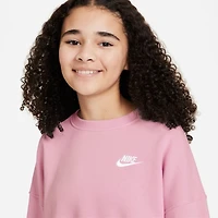 Nike Sportswear Club FLeece Boxy Crew pour filles juniors / Rose tendre moyen