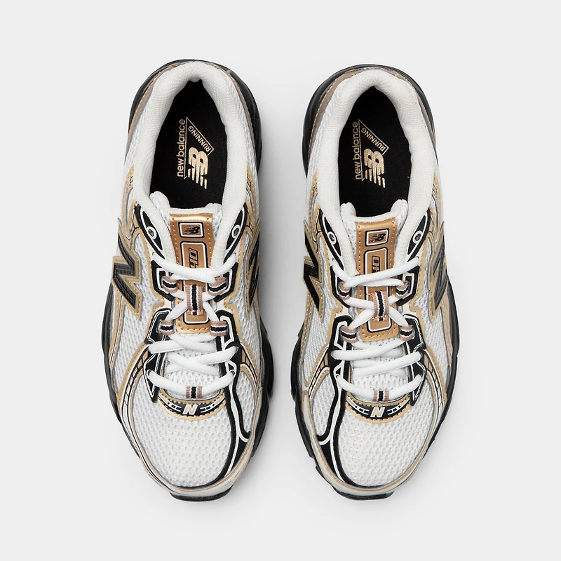 New Balance Juniors' 740 Sea Salt / Black - Gold Metallic