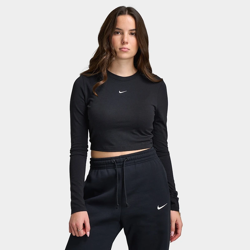 Nike Sporstwear Women's Chill Knit Long Sleeve Crop Black / Sail