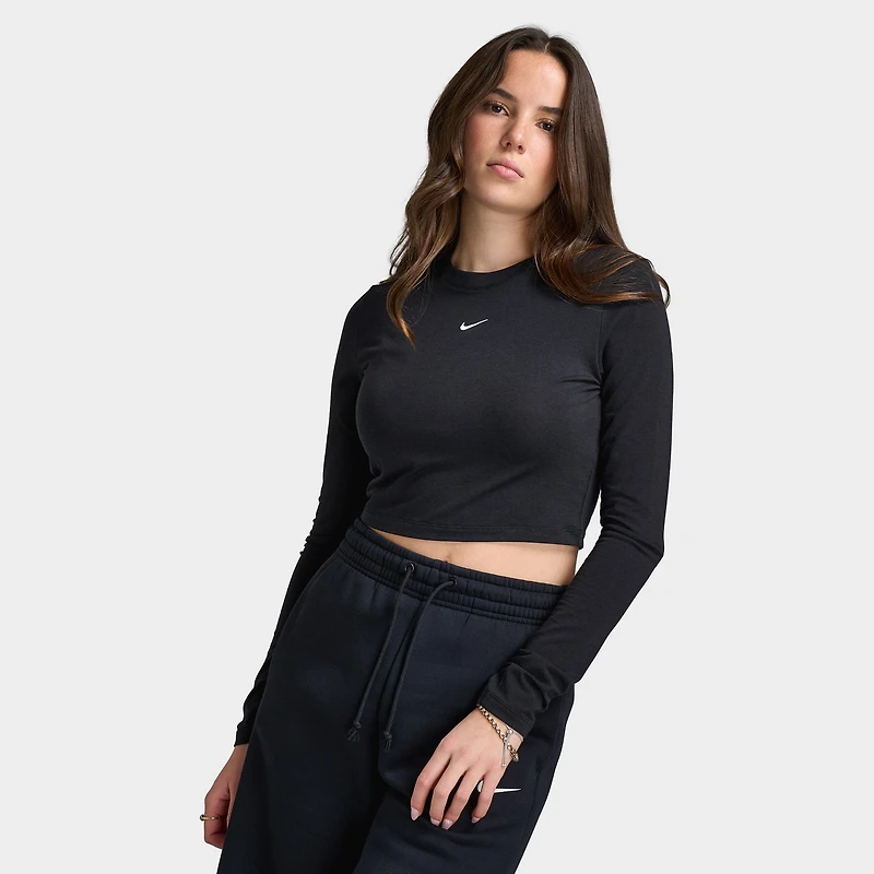 Nike Sporstwear Women's Chill Knit Long Sleeve Crop Black / Sail