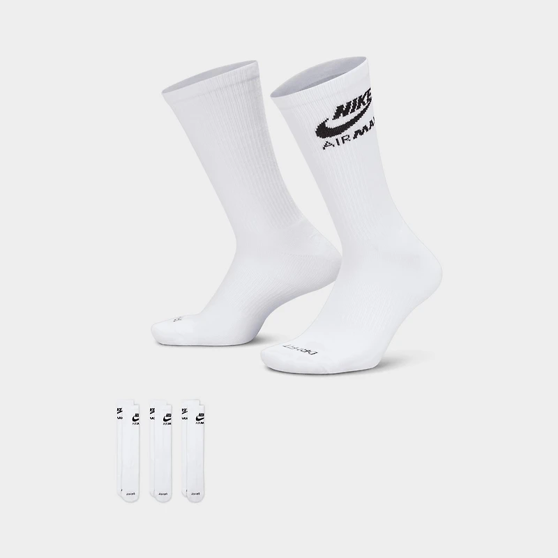 Nike Everyday Plush Cushioned Air Max Crew Socks (3 Pairs) White / Black