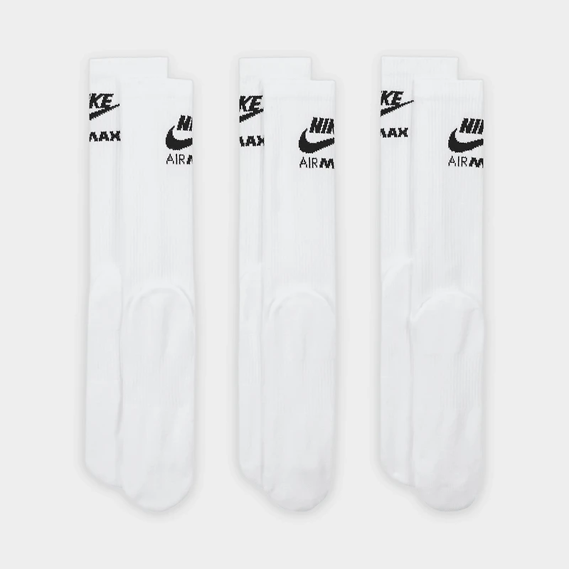 Nike Everyday Plush Cushioned Air Max Crew Socks (3 Pairs) White / Black