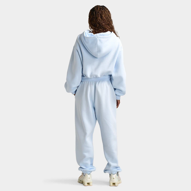 Nike Sportswear Women's Phoenix Fleece Loose Crop Full Zip Hoodie Blue Tint / Sail