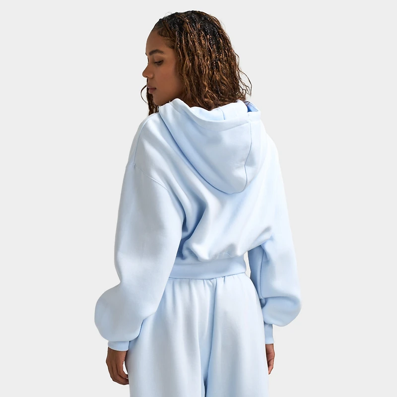 Nike Sportswear Women's Phoenix Fleece Loose Crop Full Zip Hoodie Blue Tint / Sail