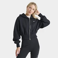 Nike Sportswear Women's Phoenix Fleece Loose Crop Full-ZIp Hoodie Black / Sail