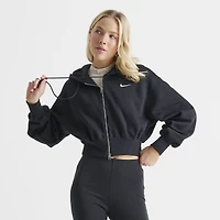 Nike Sportswear Women's Phoenix Fleece Loose Crop Full-ZIp Hoodie Black / Sail